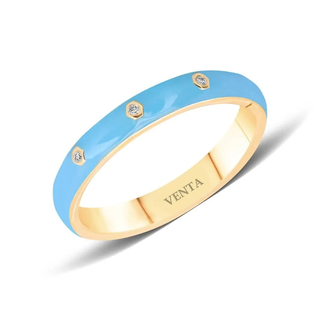 0,01 Karat Mineli Pırlanta Yüzük "Mavi", F Renk SI - Venta Jewelry
