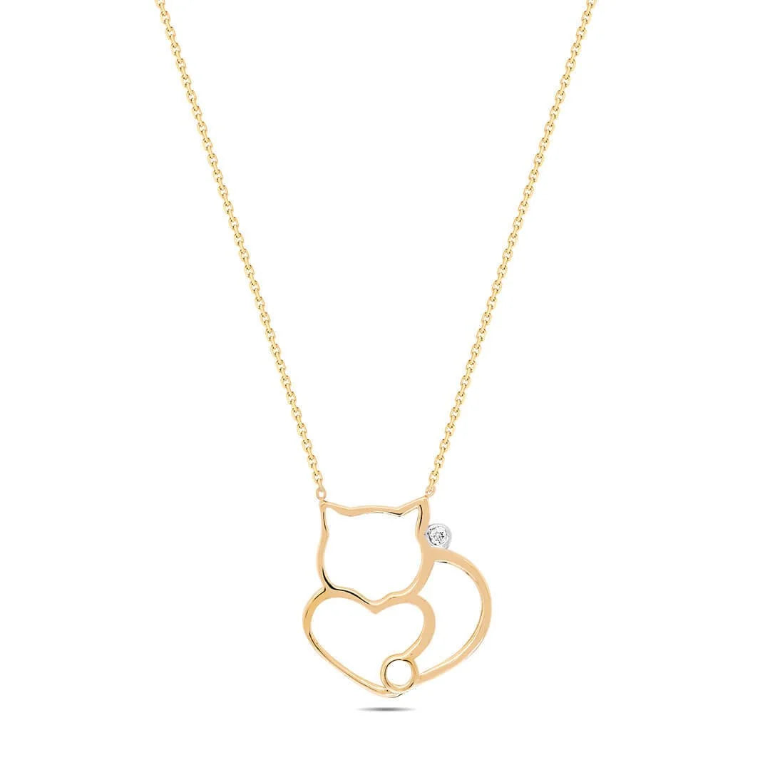 0,01 Karat Pırlanta Kolye "Kedi" - Venta Jewelry