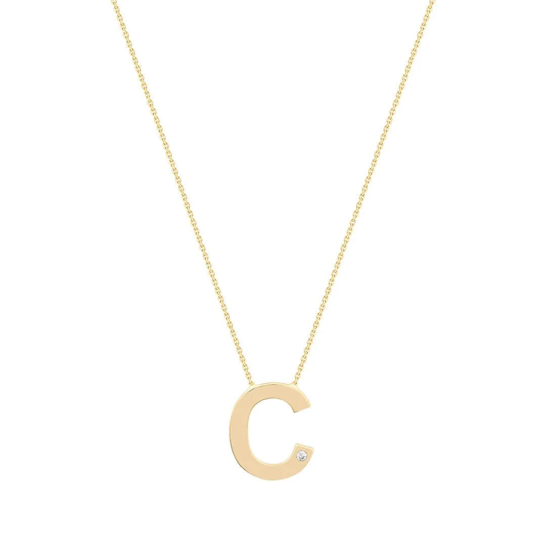 0,01 Karat Pırlantalı Harfli Kolye "C" - Venta Jewelry