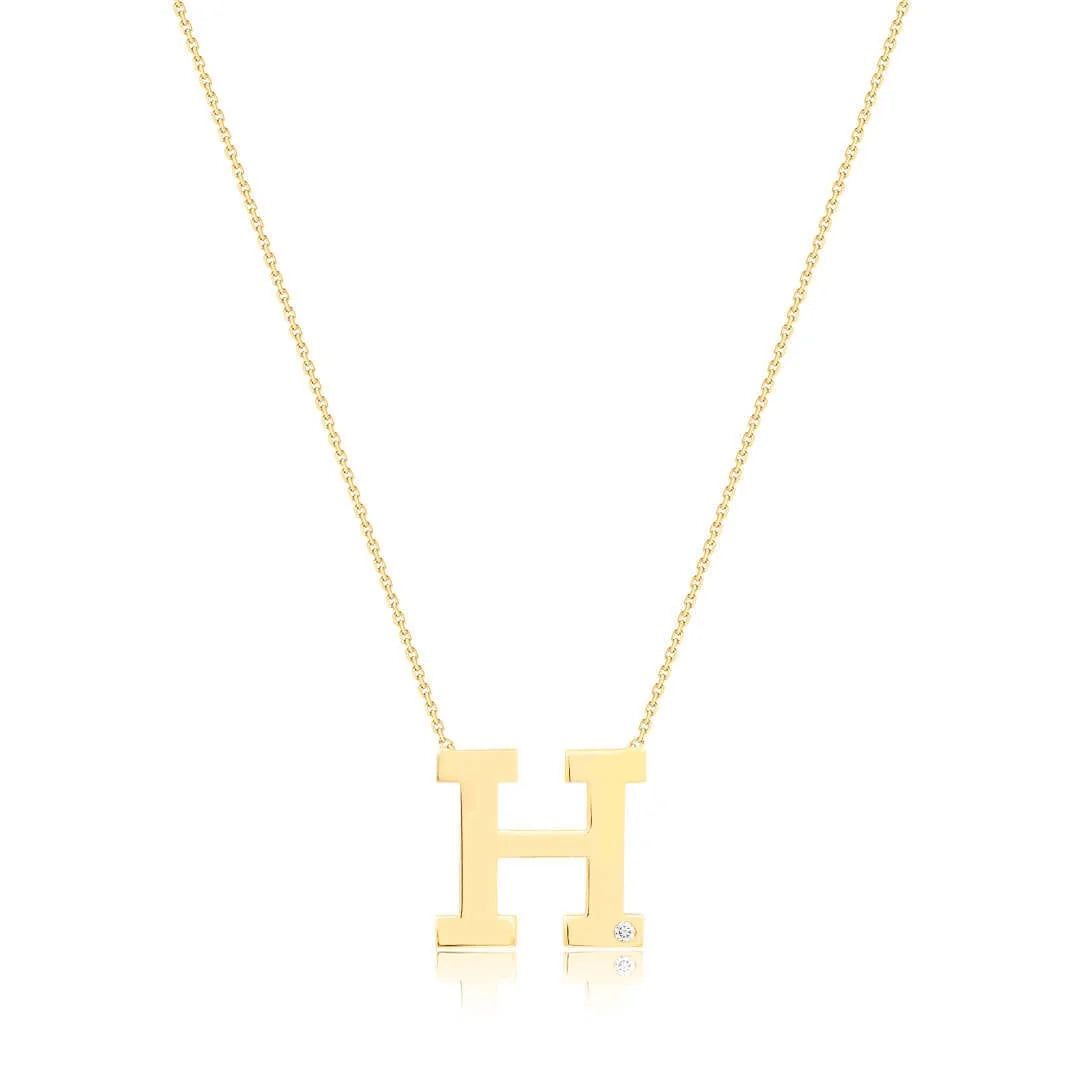 0,01 Karat Pırlantalı Harfli Kolye "H" - Venta Jewelry