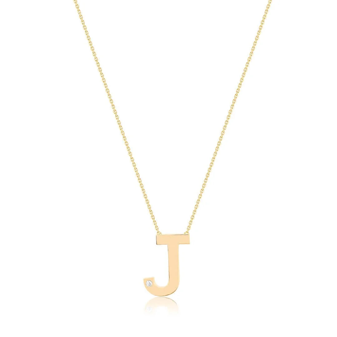 0,01 Karat Pırlantalı Harfli Kolye "J" - Venta Jewelry