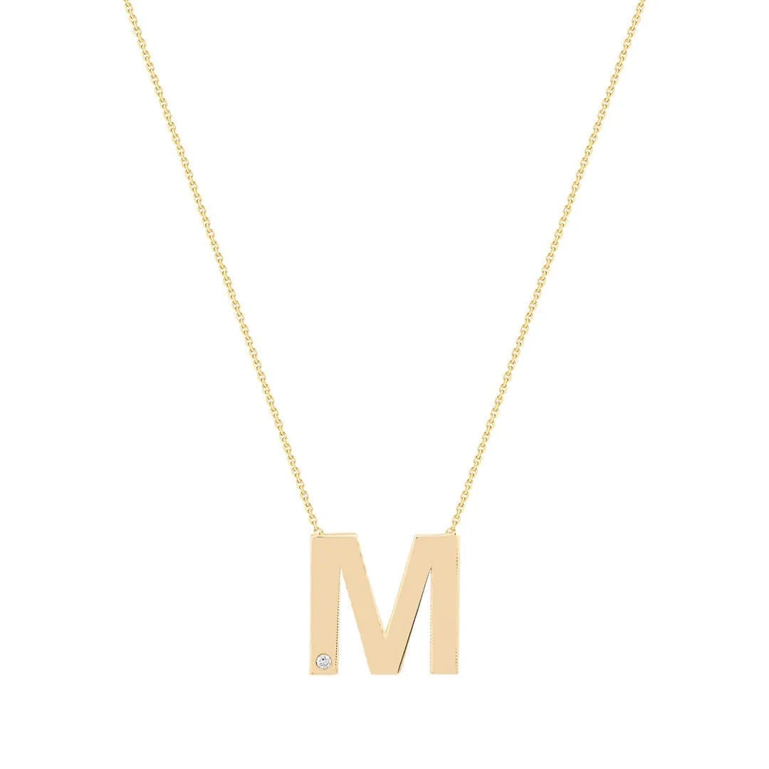 0,01 Karat Pırlantalı Harfli Kolye "M" - Venta Jewelry