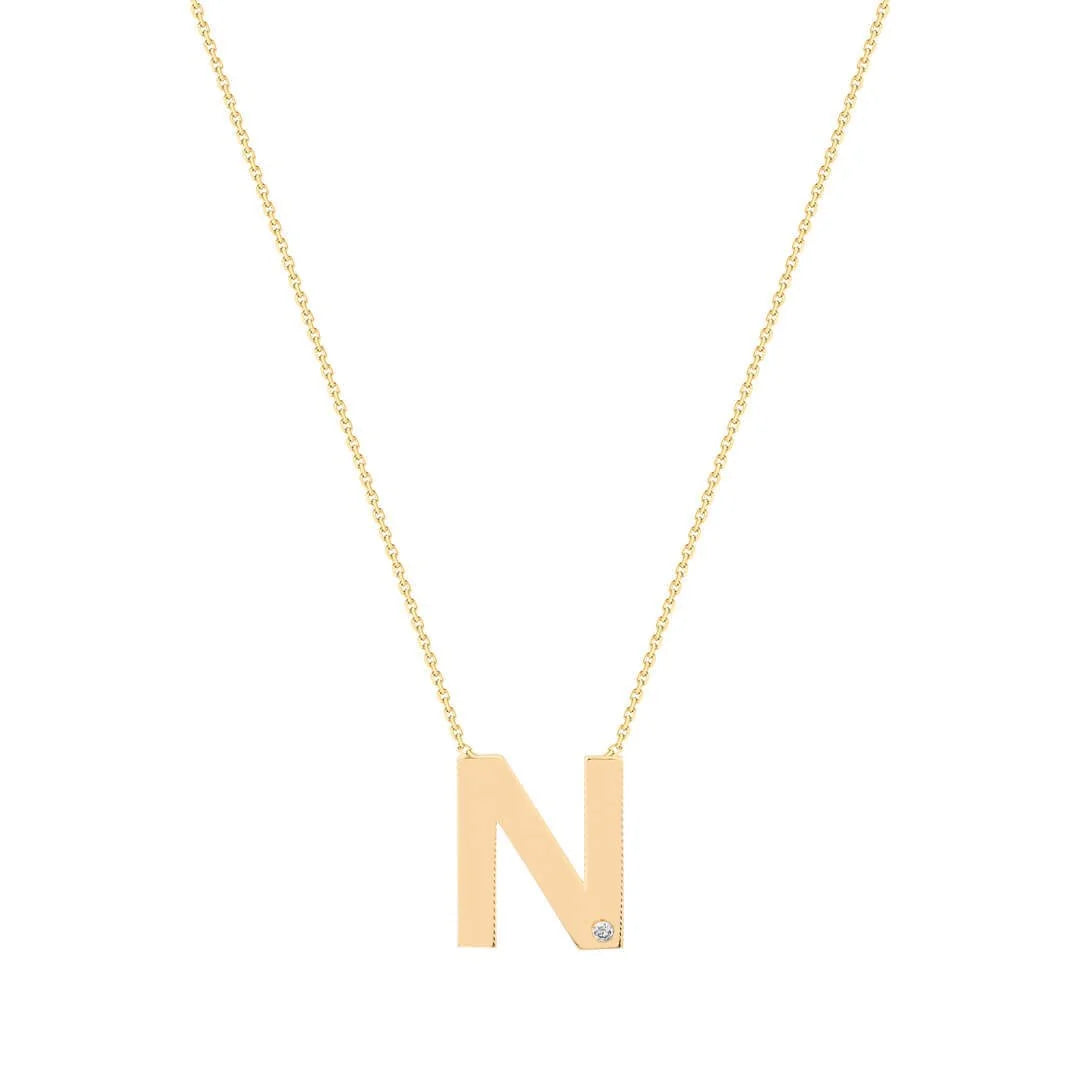 0,01 Karat Pırlantalı Harfli Kolye "N" - Venta Jewelry