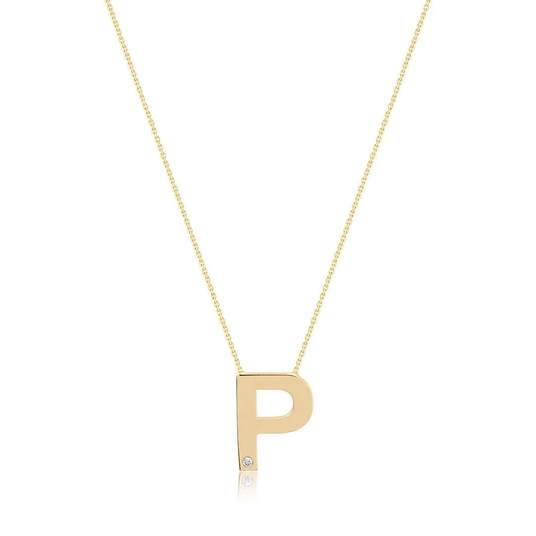 0,01 Karat Pırlantalı Harfli Kolye "P" - Venta Jewelry