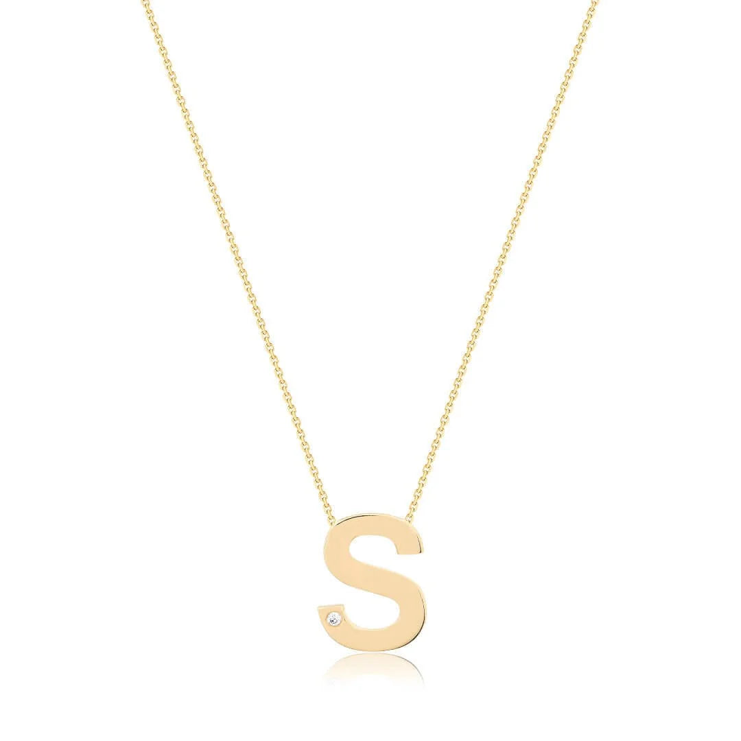 0,01 Karat Pırlantalı Harfli Kolye "S" - Venta Jewelry