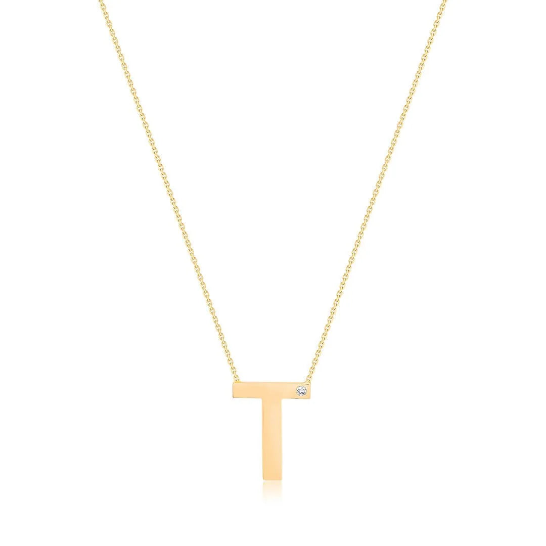 0,01 Karat Pırlantalı Harfli Kolye "T" - Venta Jewelry