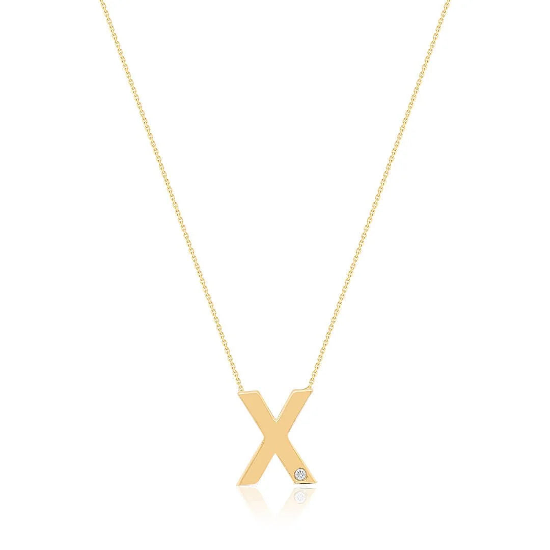 0,01 Karat Pırlantalı Harfli Kolye "X" - Venta Jewelry