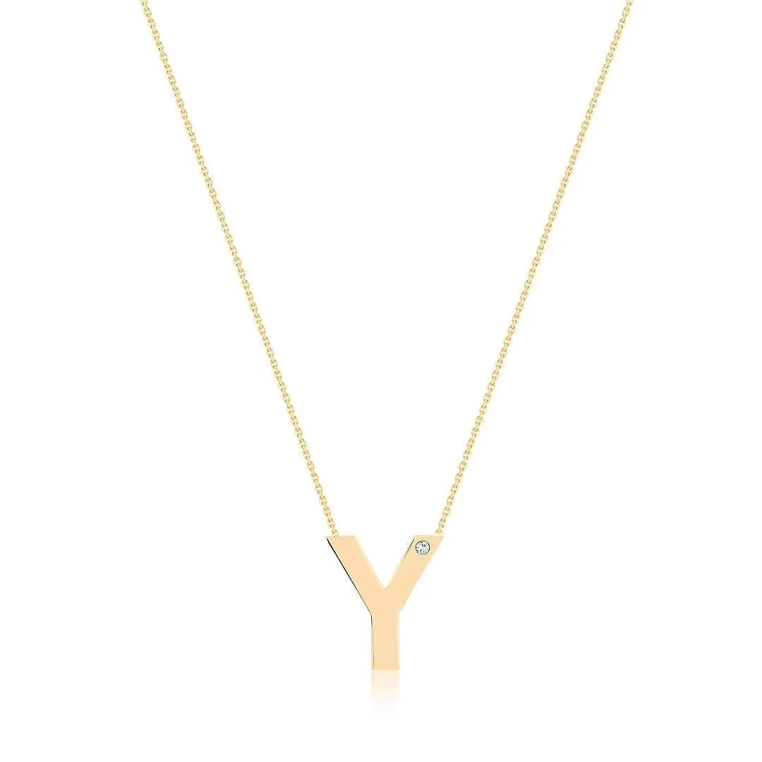 0,01 Karat Pırlantalı Harfli Kolye "Y" - Venta Jewelry