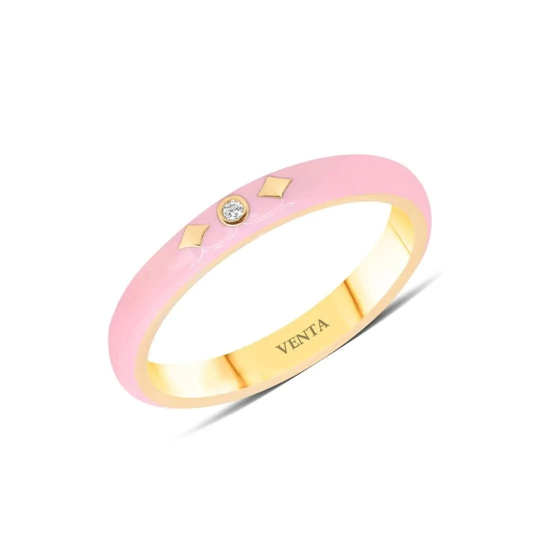 0,02 Karat Mineli Pırlanta Yüzük "Pembe", F Renk SI - Venta Jewelry