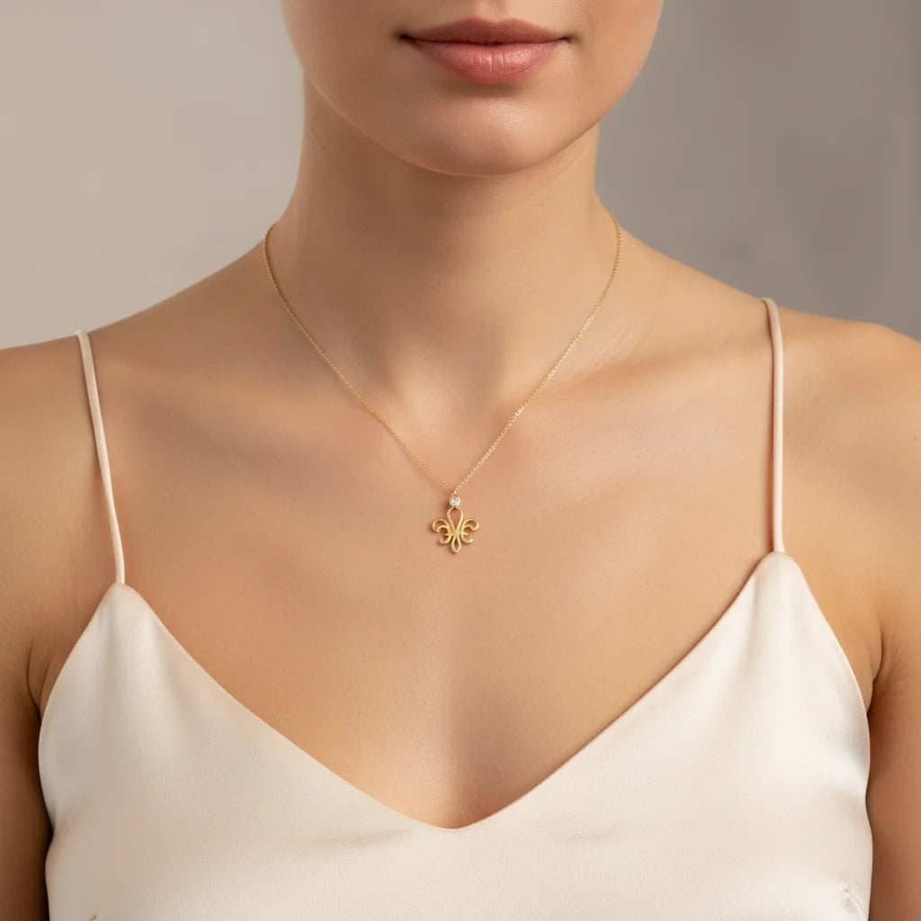 0,02 Karat Pırlanta Kolye "Altın Zambak" - Venta Jewelry