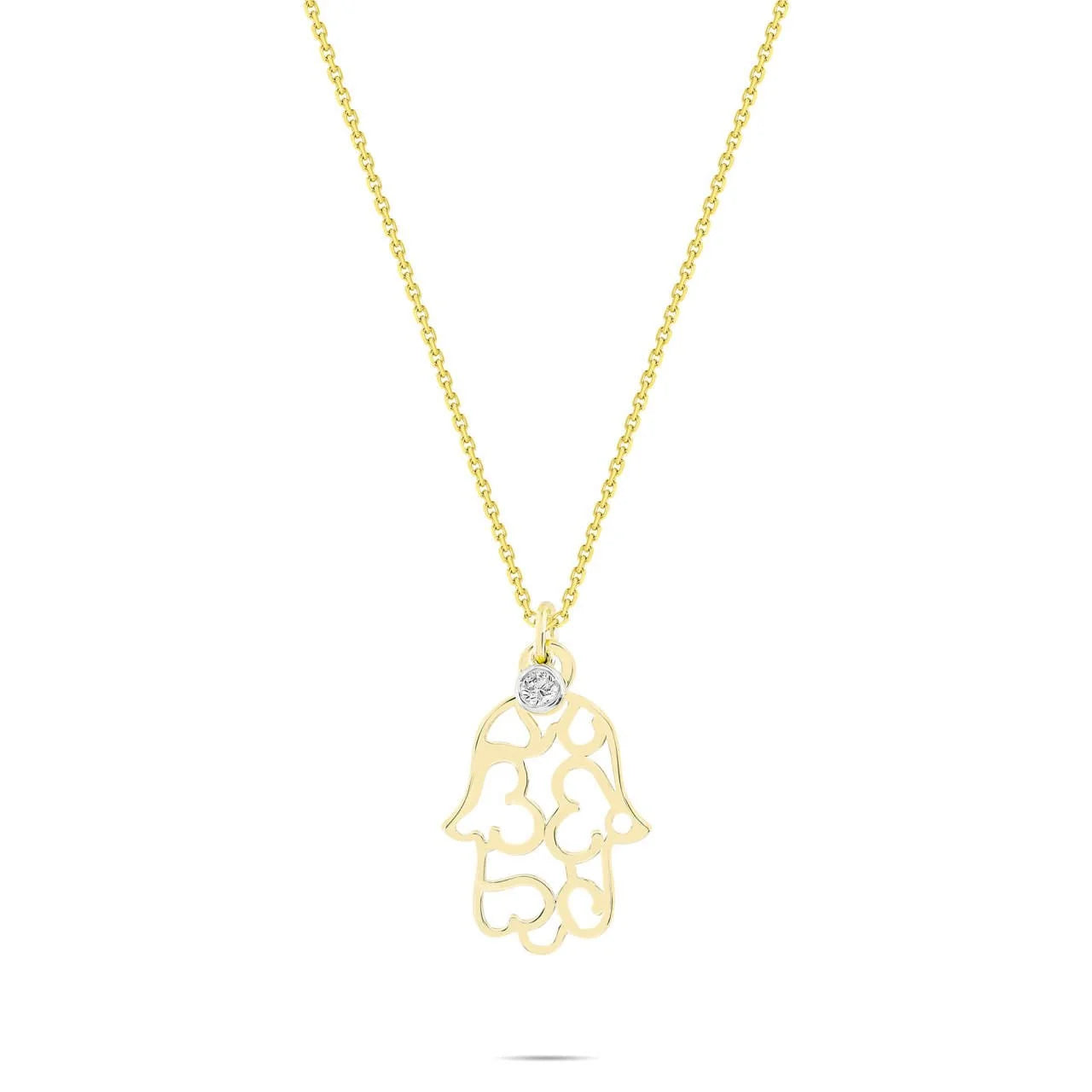 0,02 Karat Pırlanta Kolye "Kalpli El" - Venta Jewelry