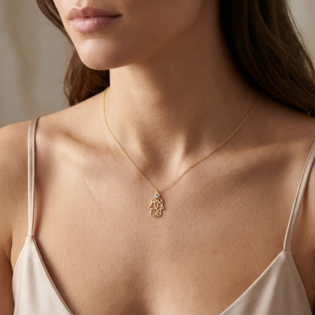 0,02 Karat Pırlanta Kolye "Kalpli El" - Venta Jewelry