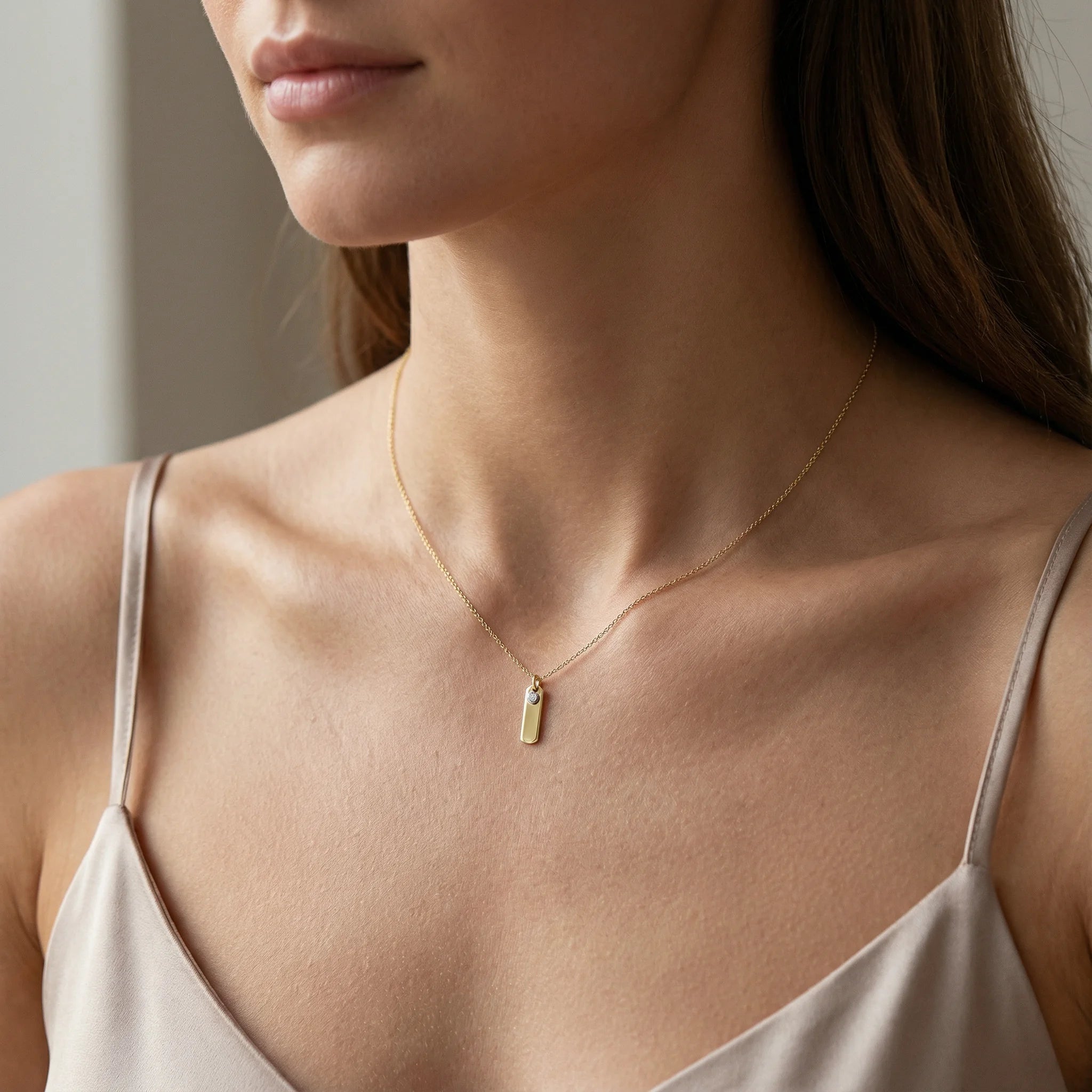 0,02 Karat Pırlanta Kolye "Kartuş" - Venta Jewelry