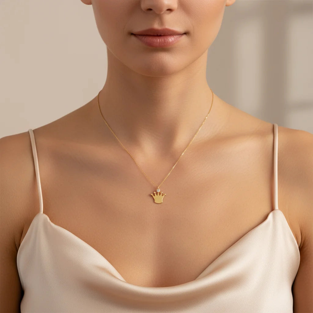 0,02 Karat Pırlanta Kolye "Taç" - Venta Jewelry