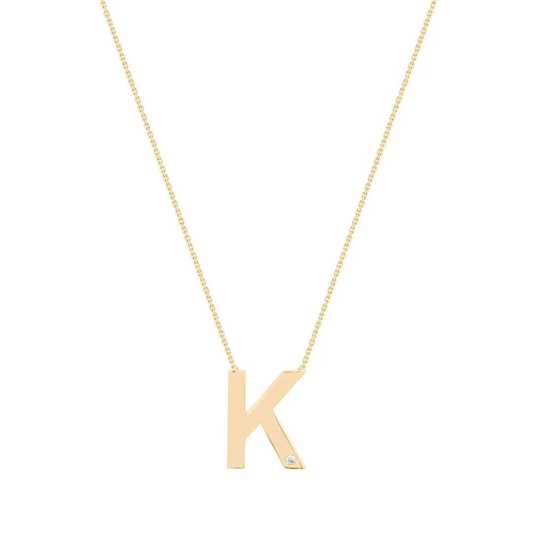 0,02 Karat Pırlantalı Harfli Kolye "K" - Venta Jewelry