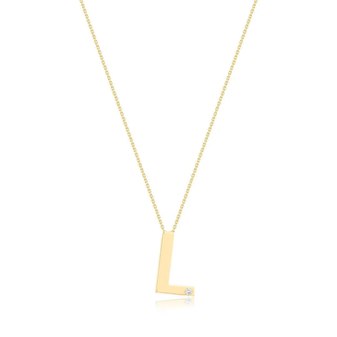 0,02 Karat Pırlantalı Harfli Kolye "L" - Venta Jewelry