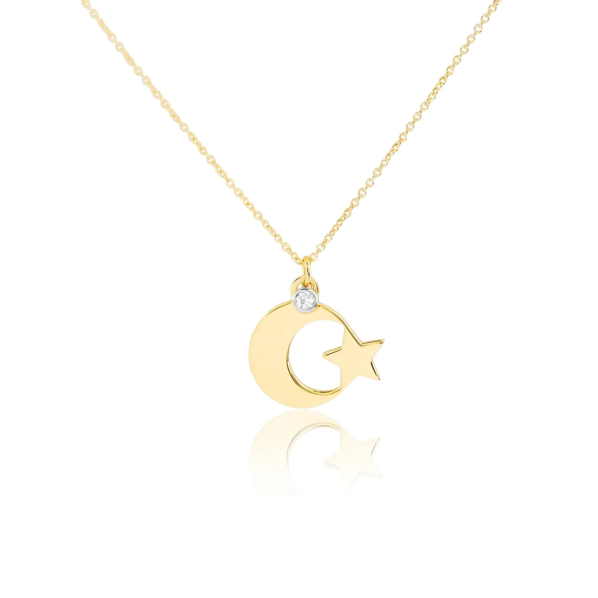 0,02 Karat Pırlantalı Kolye "Ay Yıldız", F Renk SI - Venta Jewelry