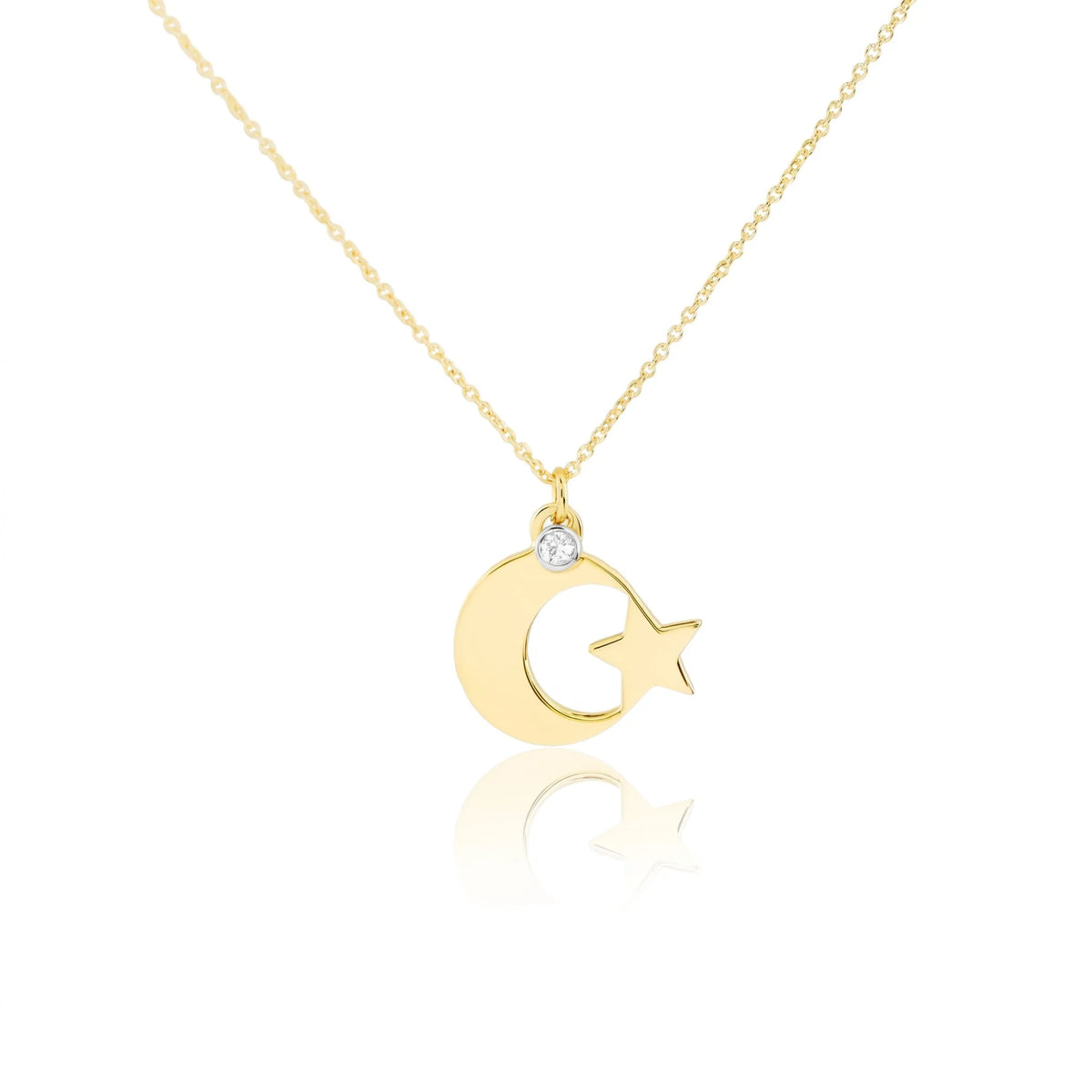 0,02 Karat Pırlantalı Kolye "Ay Yıldız", F Renk SI - Venta Jewelry
