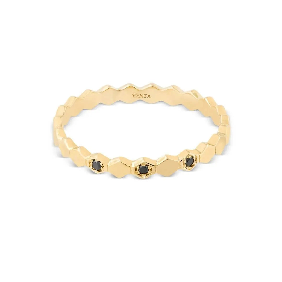0,02 Karat Siyah Pırlanta Yüzük, F Renk SI - Venta Jewelry
