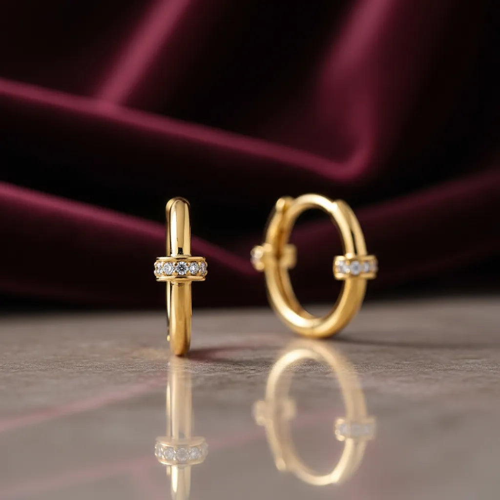 0,03 Karat Pırlanta Halka Küpe, F Renk SI - Venta Jewelry
