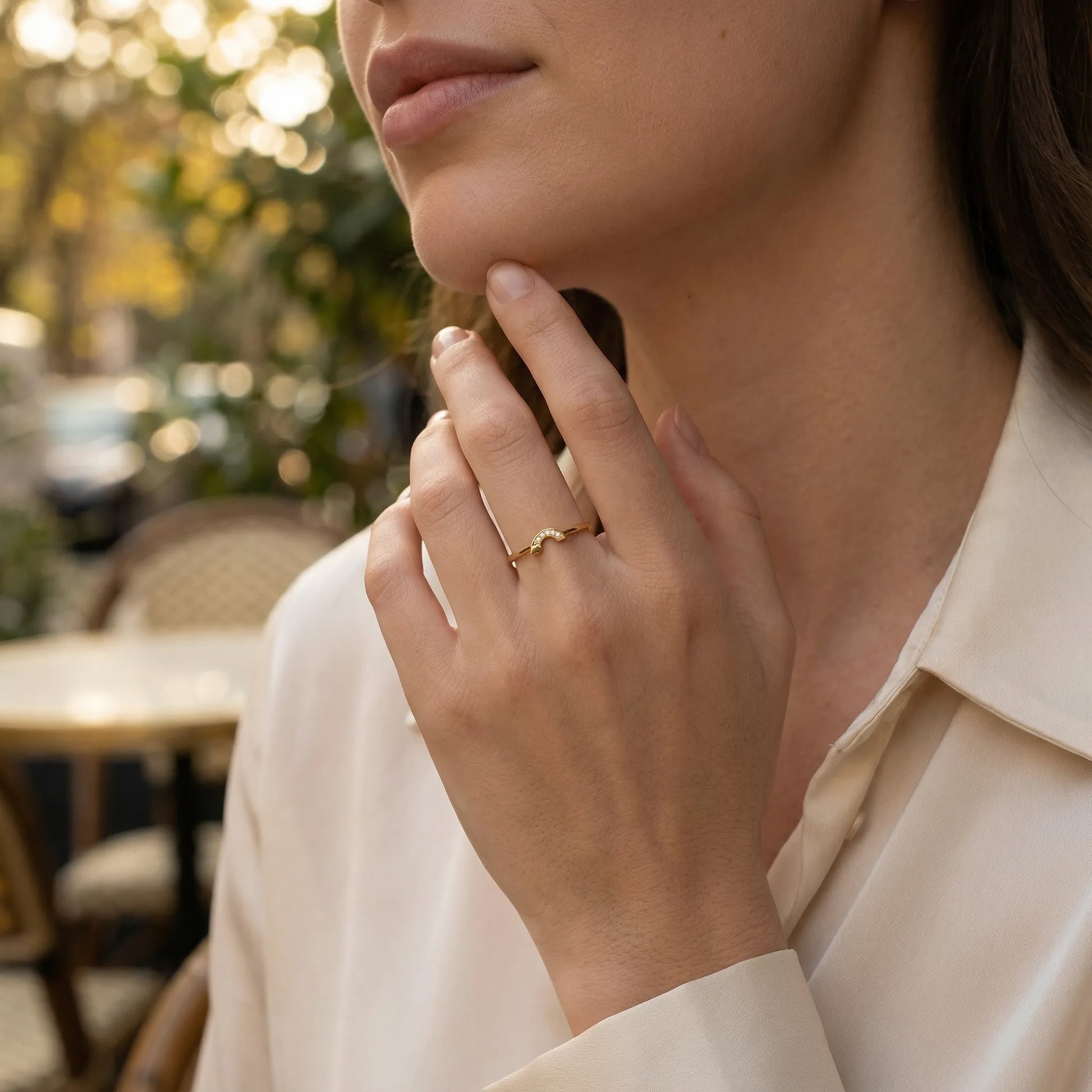 0,03 Karat Pırlanta Yüzük "Gökkuşağı", F Renk SI - Venta Jewelry
