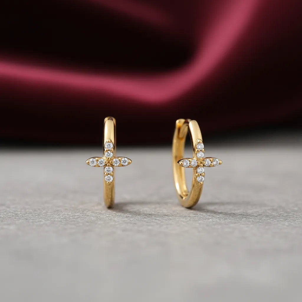 0,04 Karat Pırlanta Halka Küpe, F Renk SI - Venta Jewelry
