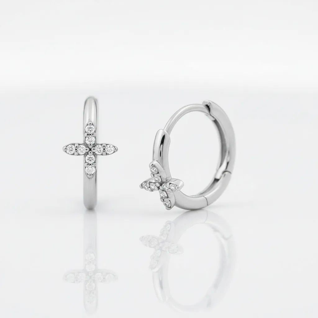 0,04 Karat Pırlanta Halka Küpe, F Renk SI - Venta Jewelry