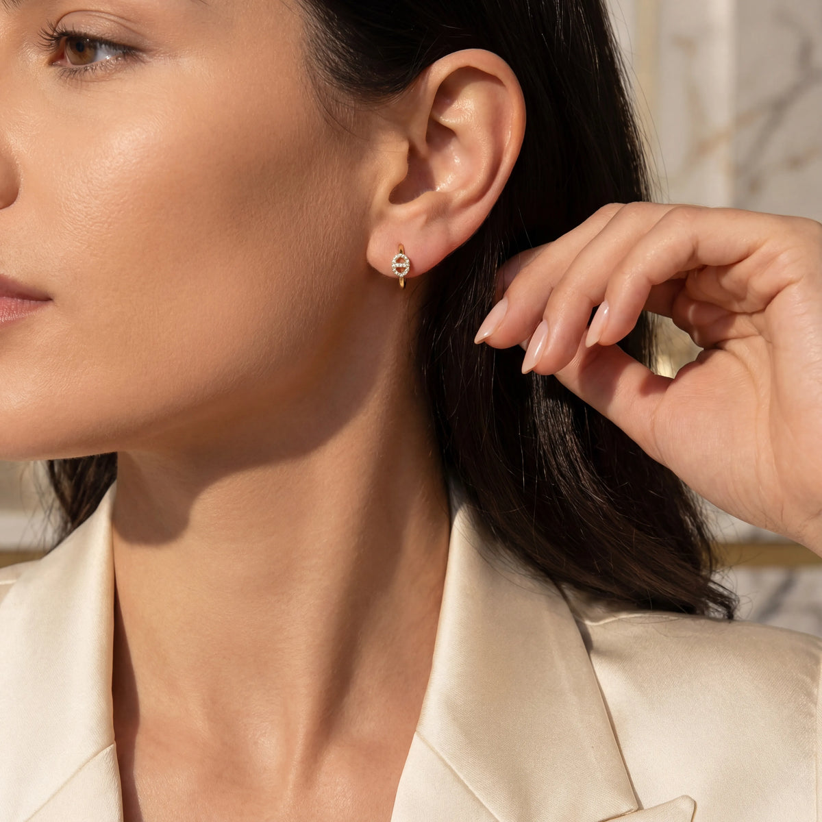 0,07 Karat Pırlanta Halka Küpe, F Renk SI - Venta Jewelry
