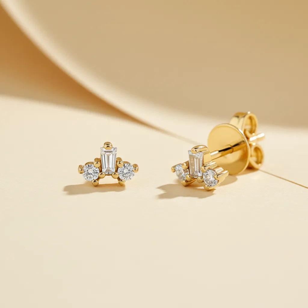 0,07 Karat Pırlanta Küpe, F Renk SI - Venta Jewelry
