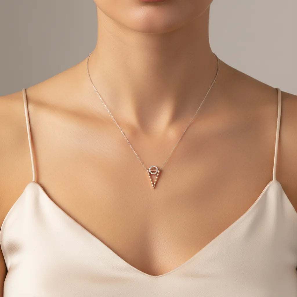 0,08 Karat Tasarım Pırlanta Kolye, F Renk SI - Venta Jewelry