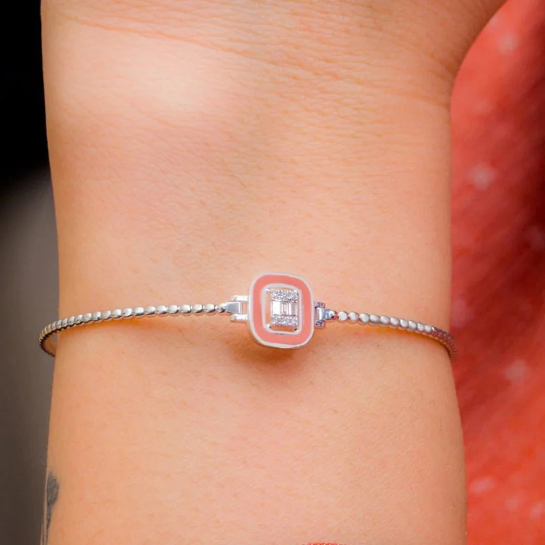 0,09 Karat Pembe Mineli Baget Pırlanta Bileklik "Mina" - Venta Jewelry