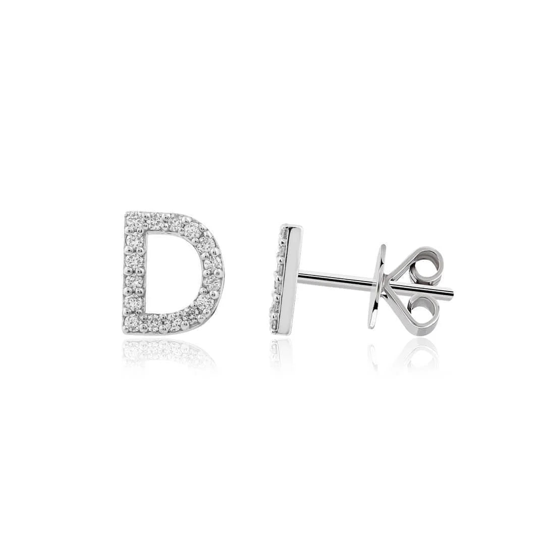 0,10 Karat Harfli Pırlanta Küpe ''D'' - Venta Jewelry