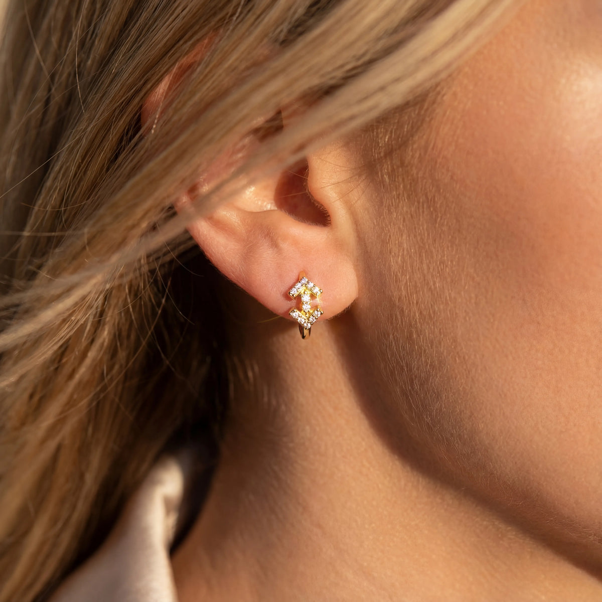 0,10 Karat Pırlanta Halka Küpe, F Renk SI - Venta Jewelry
