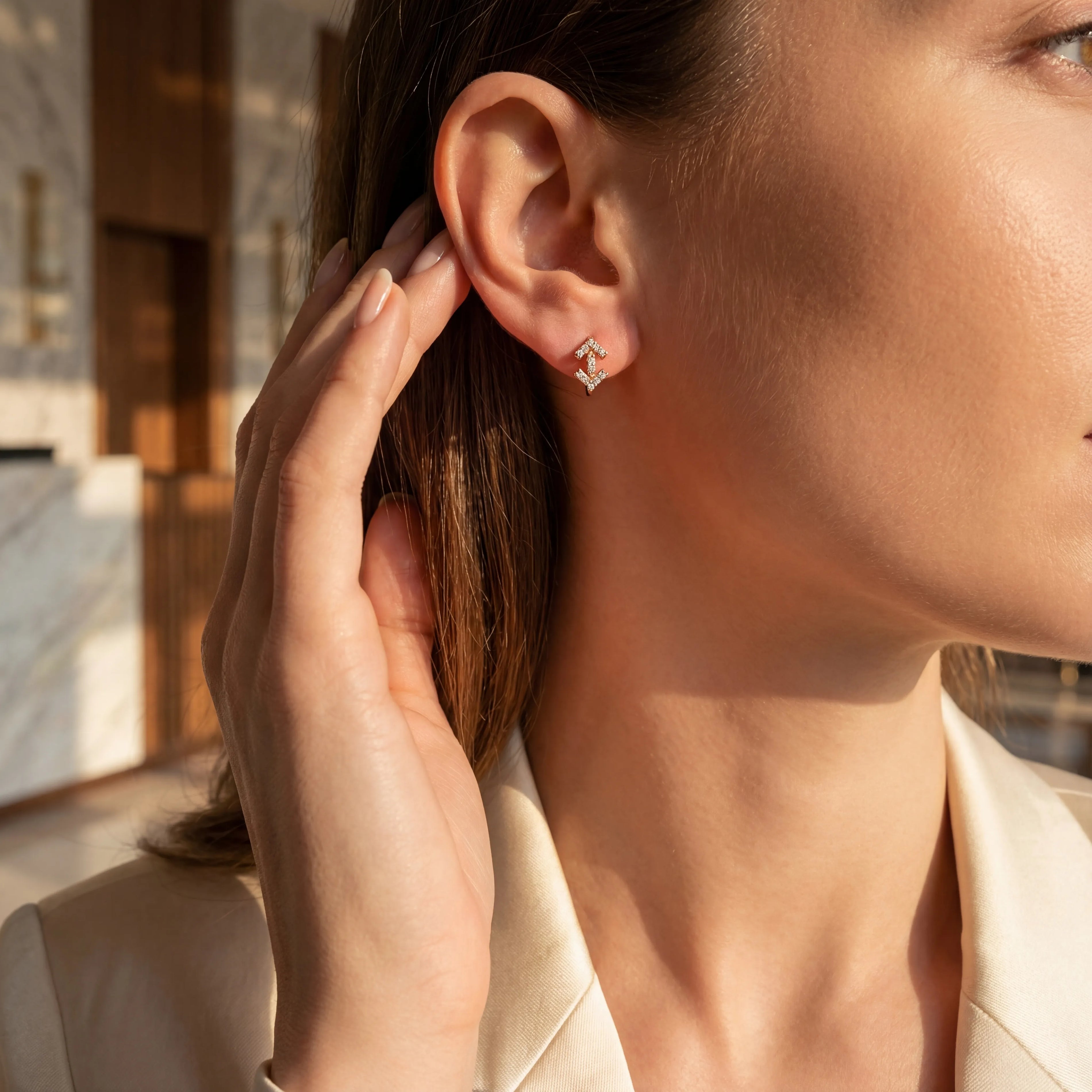 0,10 Karat Pırlanta Halka Küpe, F Renk SI - Venta Jewelry