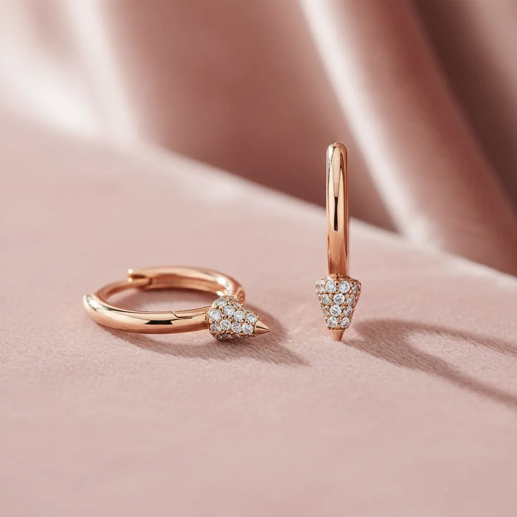 0,10 Karat Pırlanta Halka Küpe, F Renk SI - Venta Jewelry

