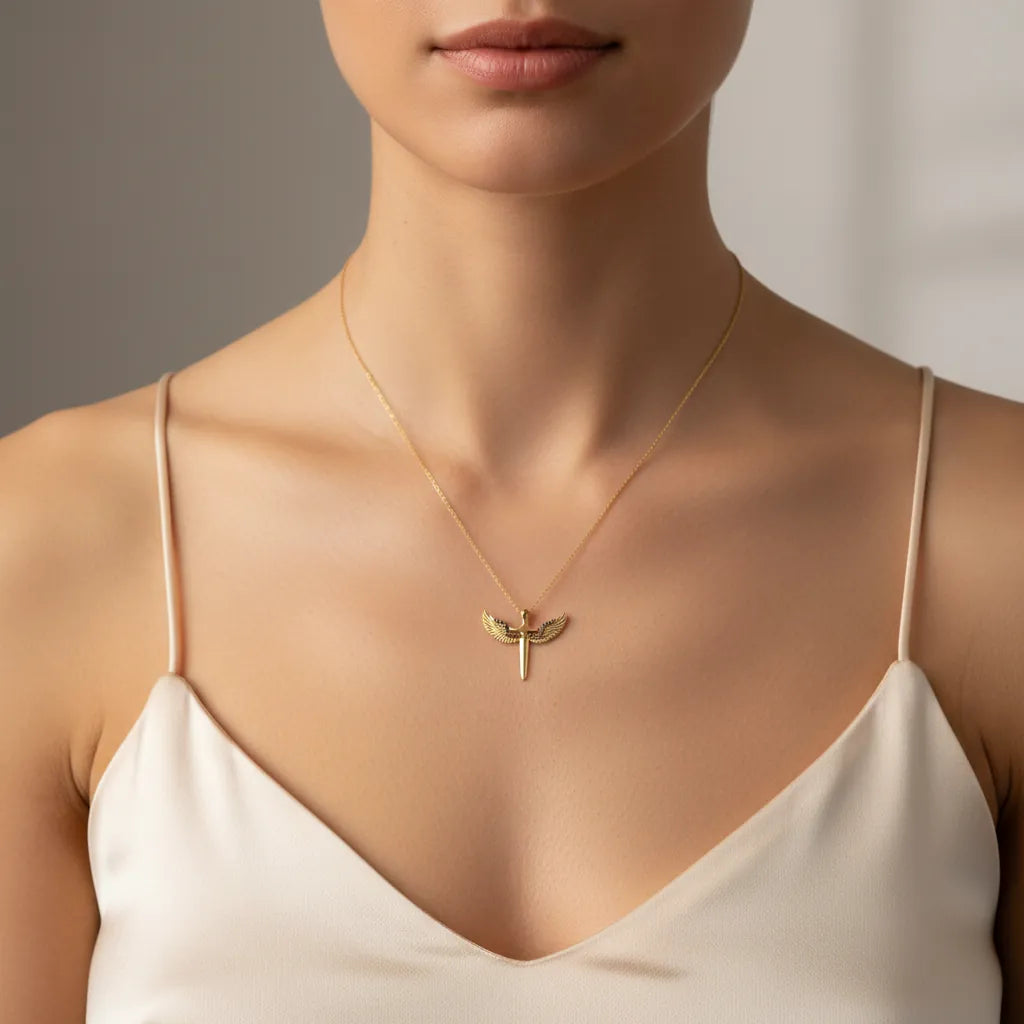 0,10 Karat Tasarım Kolye "Melek", F Renk SI - Venta Jewelry