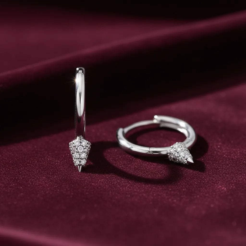 0,11 Karat Pırlanta Halka Küpe, F Renk SI - Venta Jewelry
