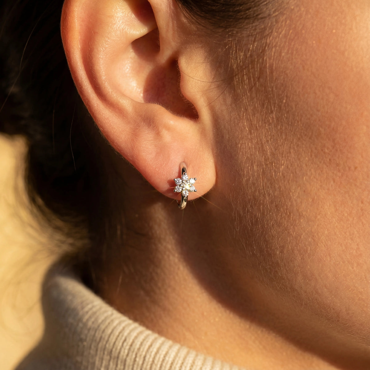0,11 Karat Pırlanta Halka Küpe, F Renk SI - Venta Jewelry
