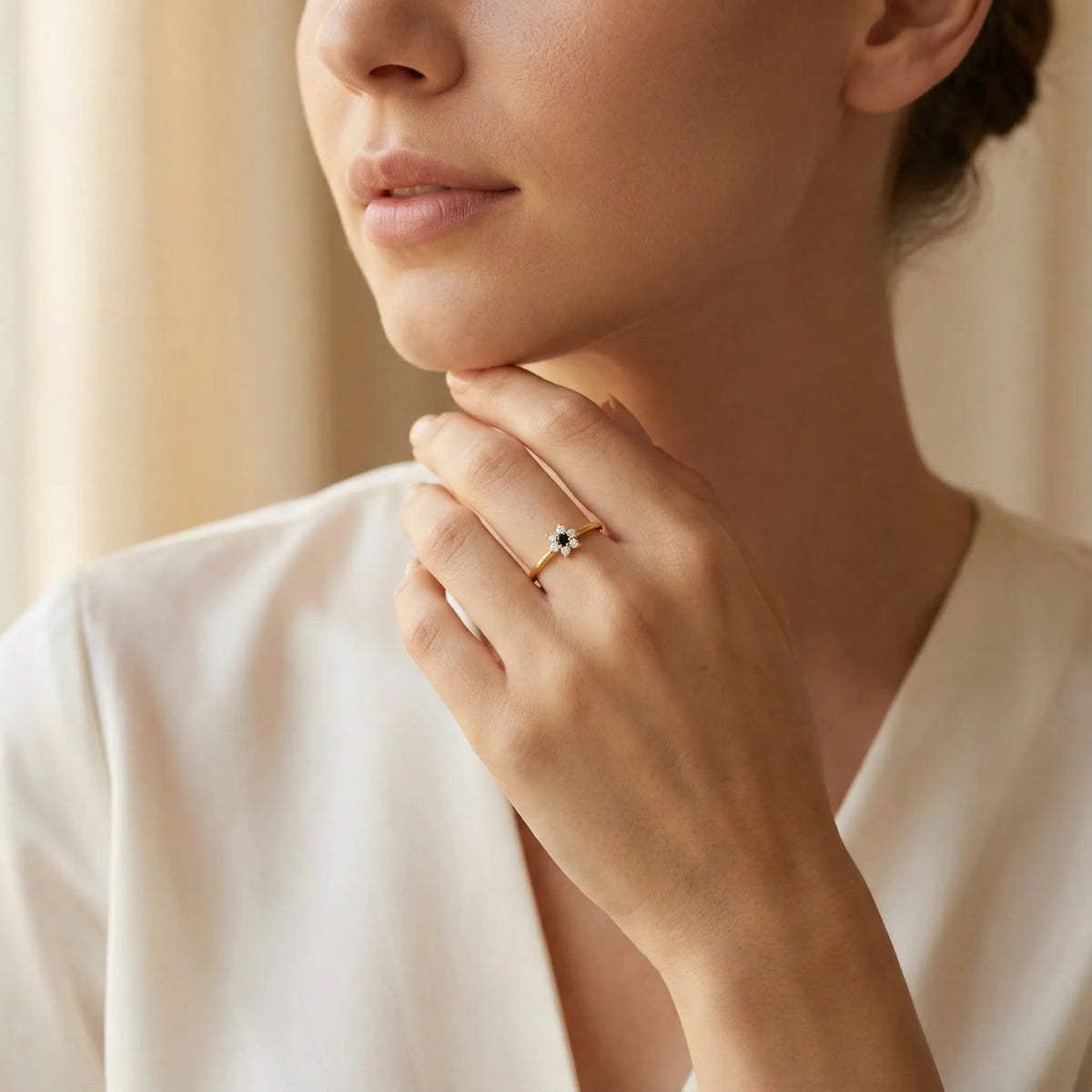 0,11 Karat Safir Pırlanta Yüzük, F Renk SI - Venta Jewelry
