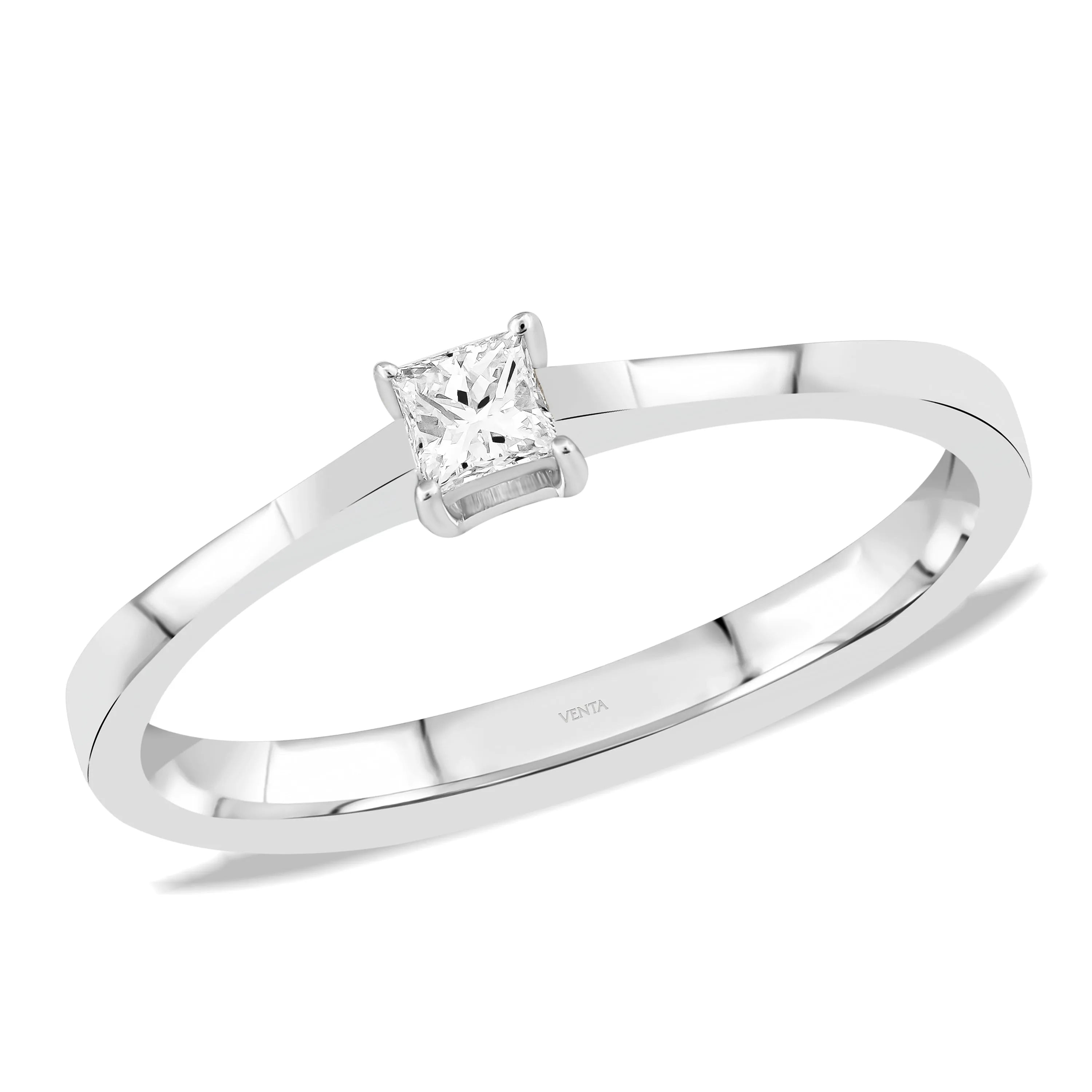 0,12 Karat F Renk Tektaş Pırlanta Yüzük, F Renk SI - Venta Jewelry