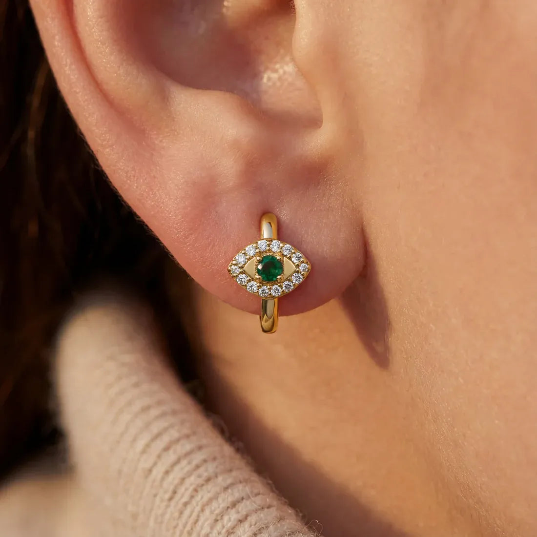 0,12 Karat Pırlanta Halka Küpe "Göz", F Renk SI - Venta Jewelry