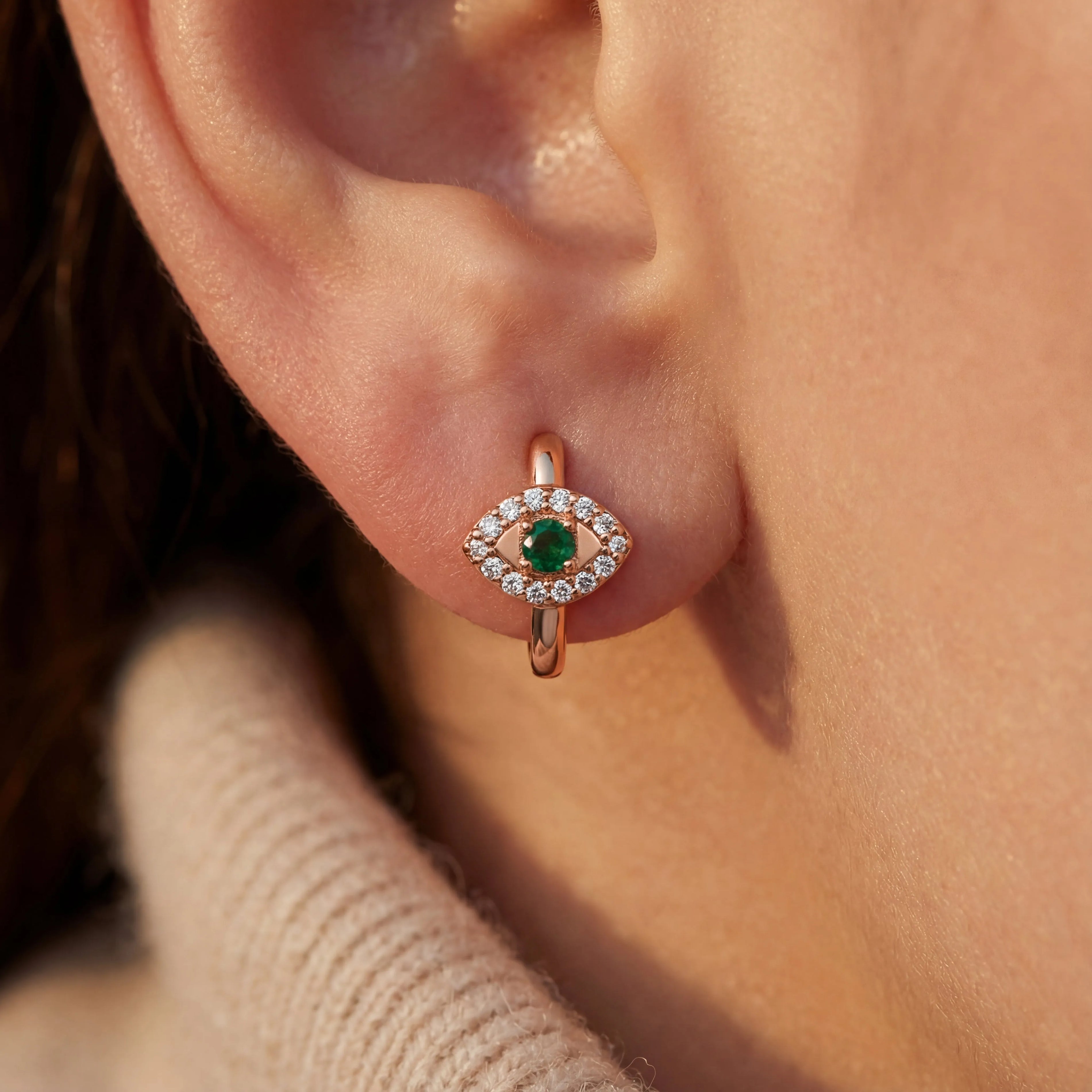 0,12 Karat Pırlanta Halka Küpe "Göz", F Renk SI - Venta Jewelry