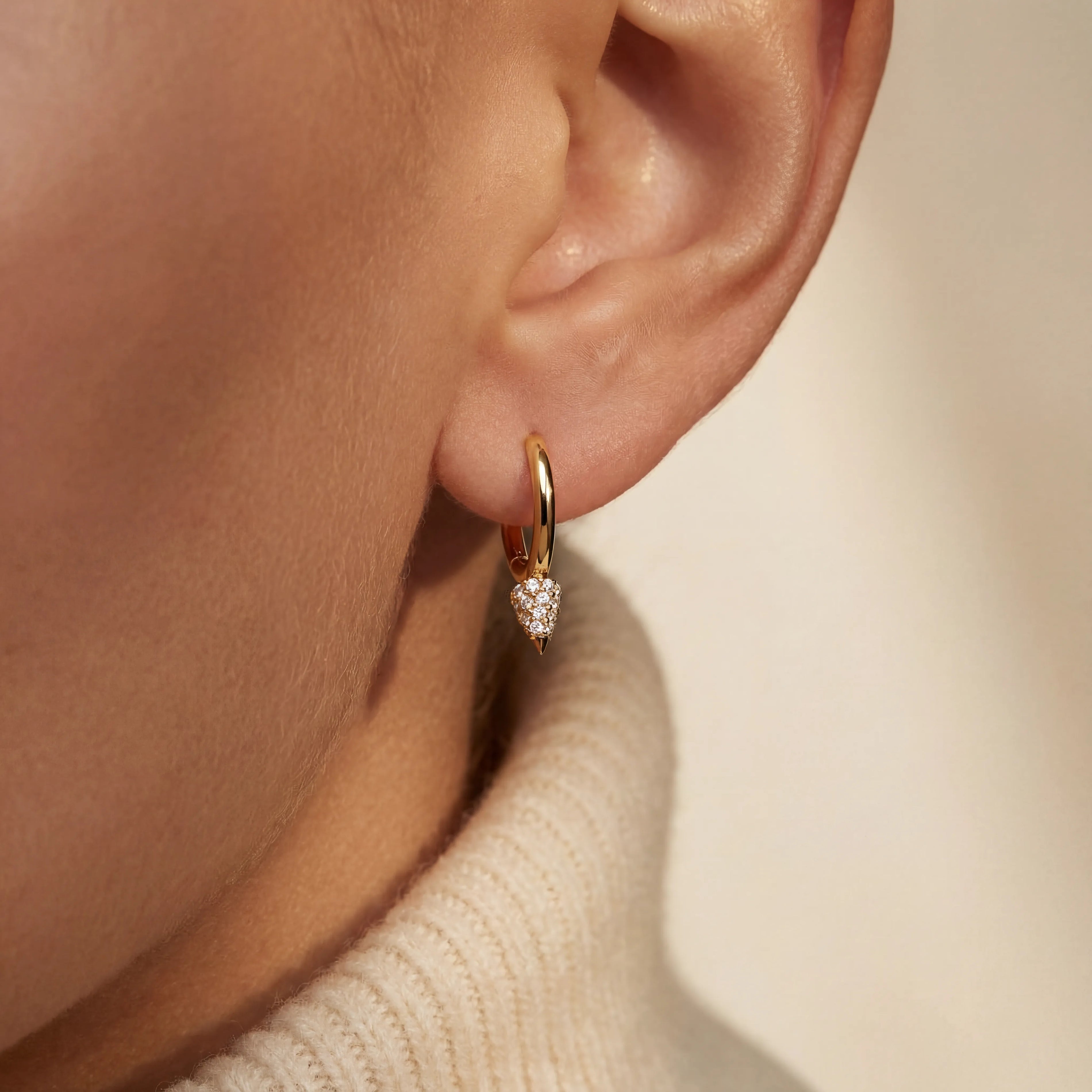 0,12 Karat Pırlanta Halka Küpe, F Renk SI - Venta Jewelry