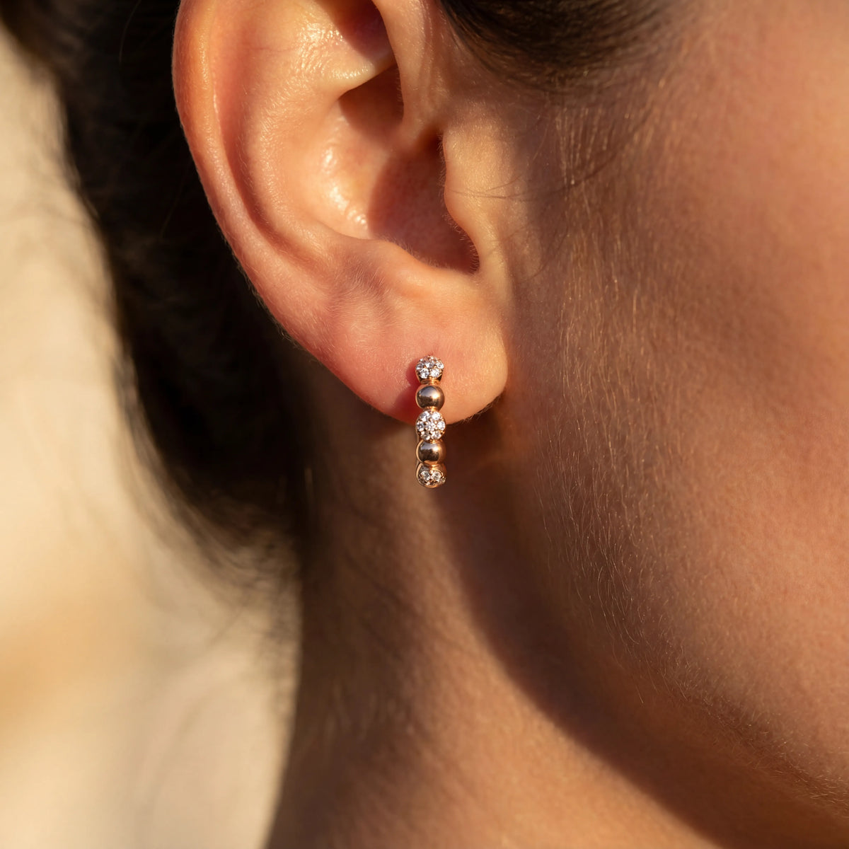 0,13 Karat Pırlanta Halka Küpe "Boncuk", F Renk SI - Venta Jewelry
