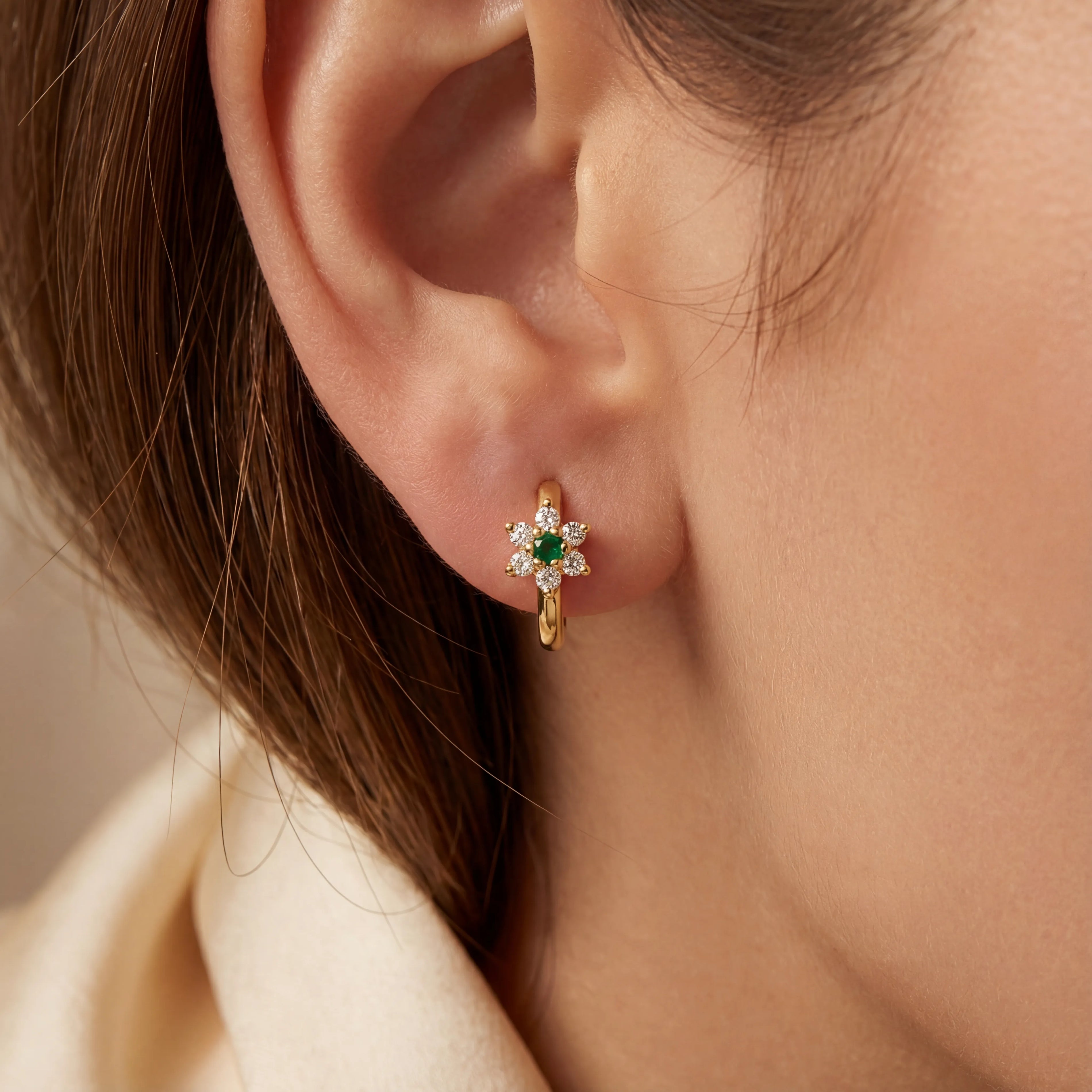 0,13 Karat Pırlanta Halka Küpe, F Renk SI - Venta Jewelry
