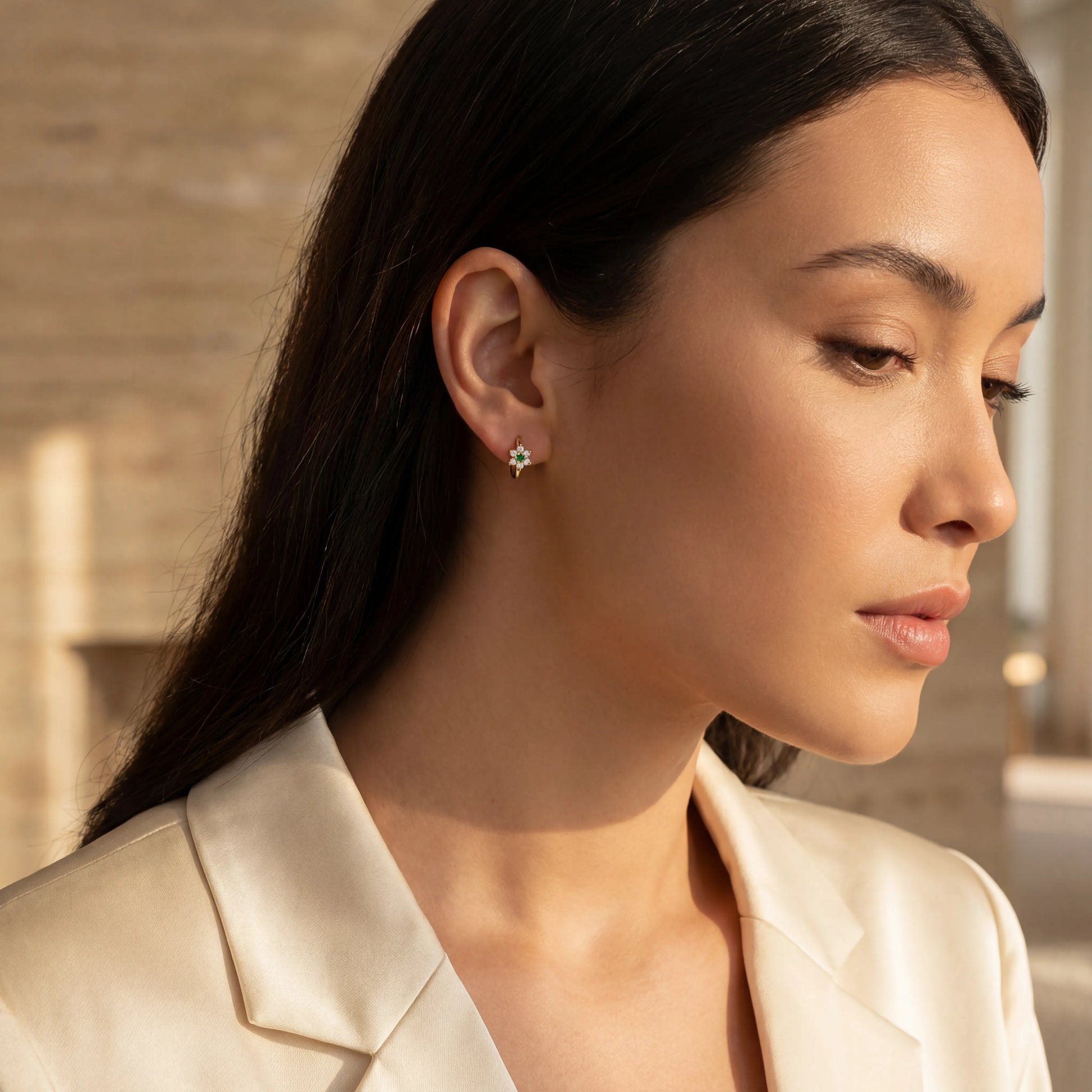 0,13 Karat Pırlanta Halka Küpe, F Renk SI - Venta Jewelry

