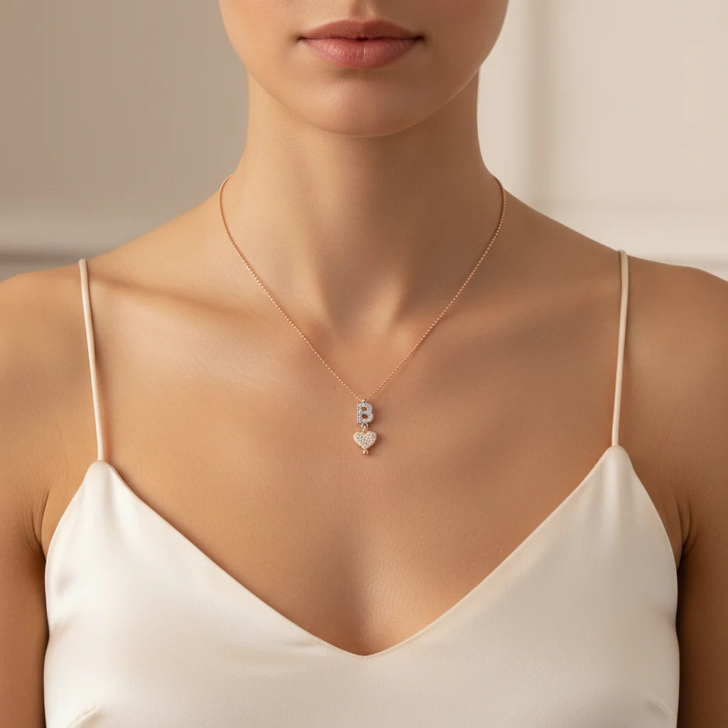0,17 Karat Pırlantalı Harfli Kolye "B" - Venta Jewelry