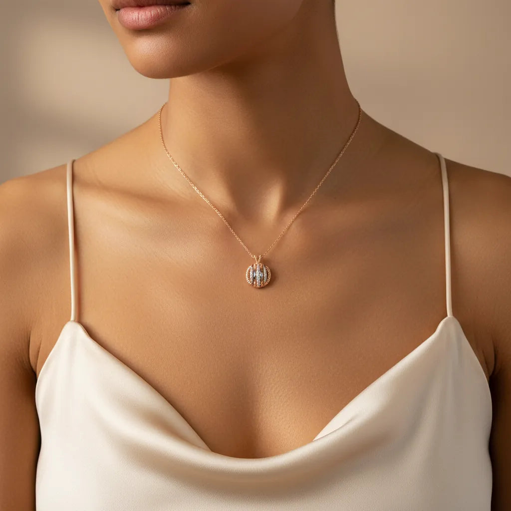 0,17 Karat Tasarım Pırlanta Kolye, F Renk SI - Venta Jewelry
