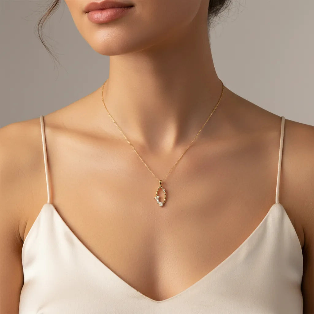 0,18 Karat Tasarım Pırlanta Kolye, F Renk SI - Venta Jewelry
