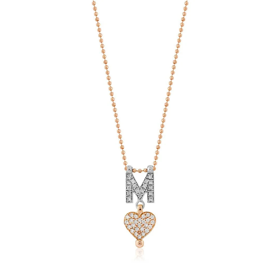 0,19 Karat Pırlantalı Harfli Kolye "M" - Venta Jewelry